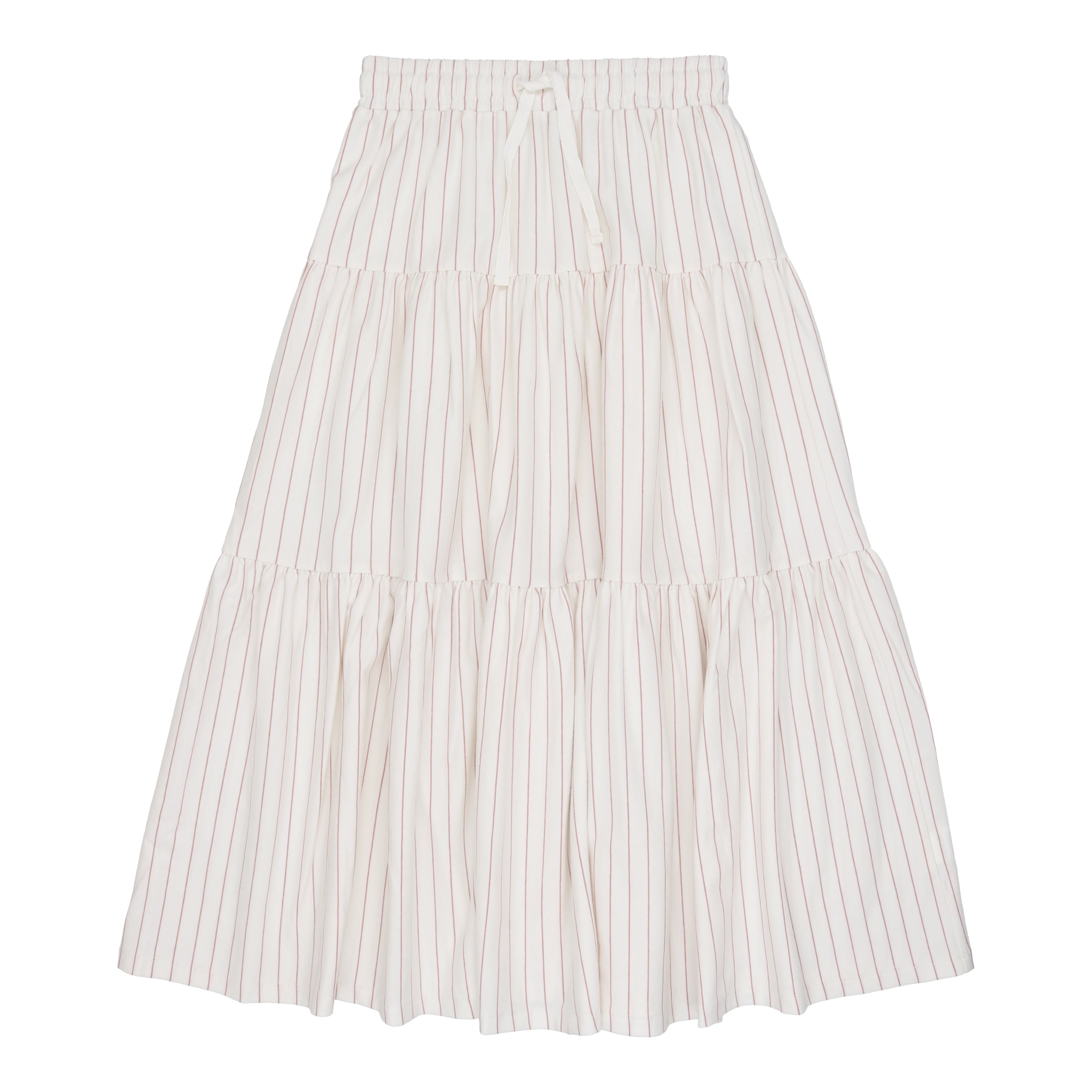 Mauve Striped Tiered Maxi Skirt